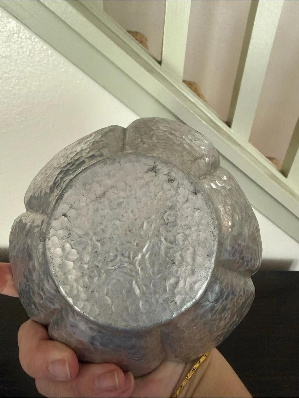 Textured Silver Flower Bowl - Decorative Serveware